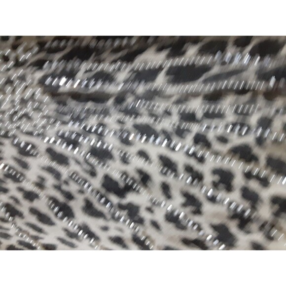 Cami Angora XL Gray Ivory Animal Print Pearl Rhinestone Cardigan Sweater Lg SLV - Picture 5 of 11